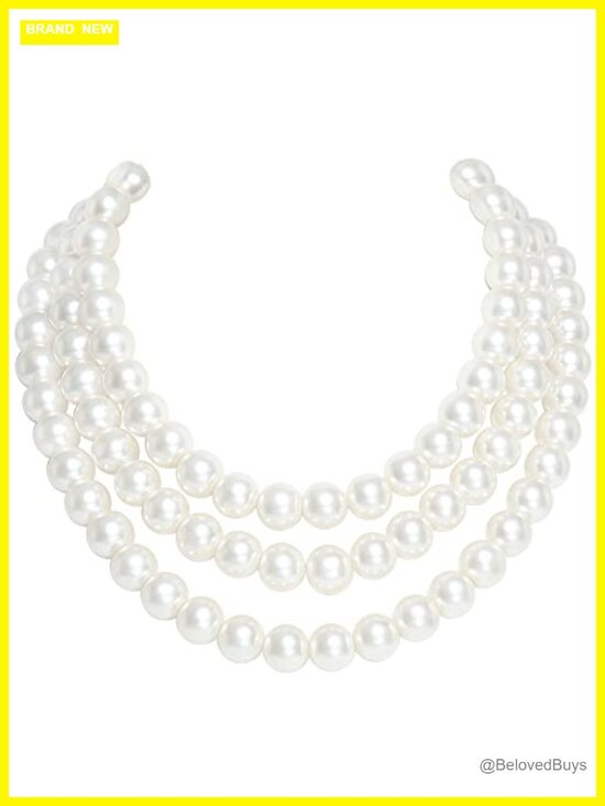 Jewelry - Faux Pearl Necklace 3 Strand 1920s Gatsby Flapper Costume Jewelry
